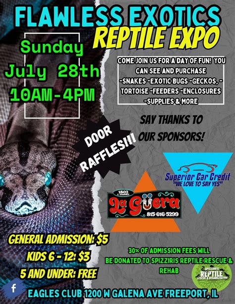 Flawless Exotics Expo, 1200 W. Galena Ave, Freeport, IL, 28 July 2024 ...