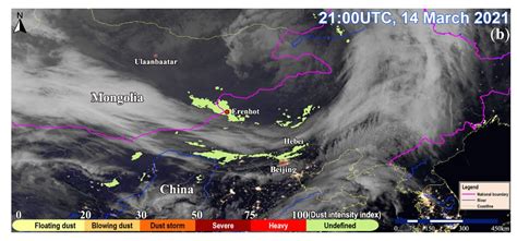 Satellite Monitoring of the Dust Storm over Northern China on 15 March 2021