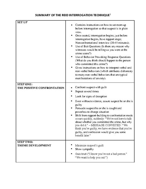 02a summary of reid interrogation technique howes - SUMMARY OF THE REID ...