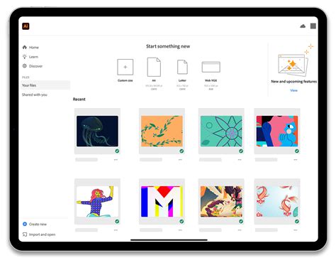 Illustrator on the iPad workspace