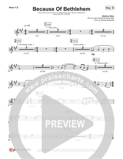 Because Of Bethlehem (Choral Anthem SATB) French Horn Sheet Music PDF ...