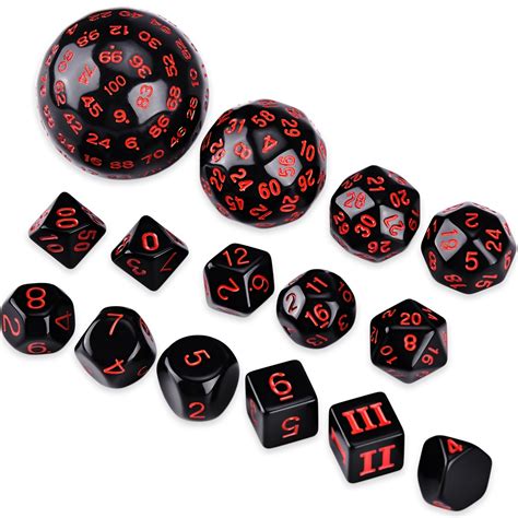 15pcs Complete Polyhedral Dnd Dice Set D3 D100 Spherical Rpg Dice Set ...