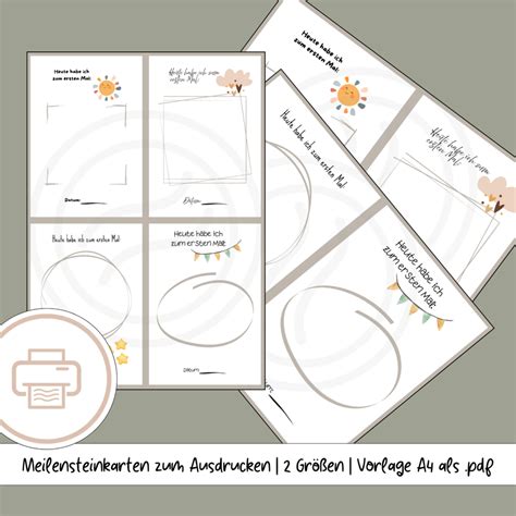 Meilensteinkarten Baby und Kleinkind zum Ausdrucken