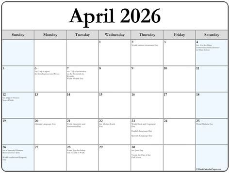 April 2026 Calendar With Holidays - My Printable Template