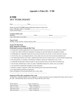 Fillable Online Hot Work Permit Requirements Fax Email Print - pdfFiller