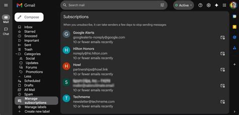 Gmail sul Web introduce una pagina per gestire newsletter e mailing list