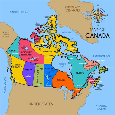Canada Physical Map Labeled