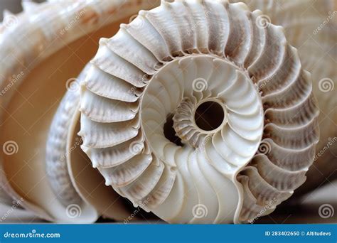 Fibonacci Sequence in Nautilus Shell Close-up Stock Illustration ...