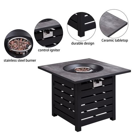 CASAINC 31.75-in W 40000-BTU Gray Stainless Steel Square Tabletop ...
