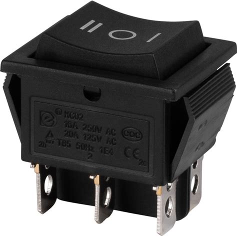 DPDT 3 Position Momentary Rocker Switch 20A 125 VAC with Center Off