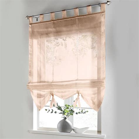 Latest Roman Venetian Embroidered Tulle Short Pastoral Curtains -grey 特売