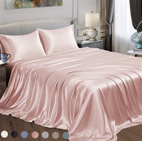 Satin Radiance Soft Silky Satin Sheets Solid Color Deep Pocket Queen ...