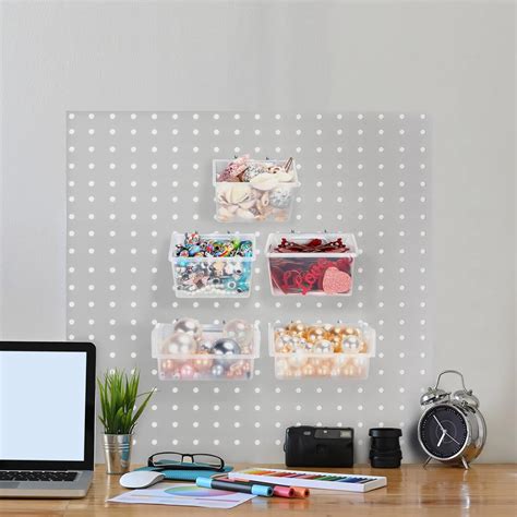 Buy 16 Pcs Pegboard Bins Kit Plastic Peg Board Storage Bins with Hooks ...