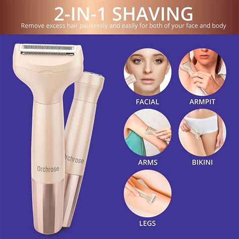2-in-1 Women's Electric Razor for Face and Body - Painless Cordless ...