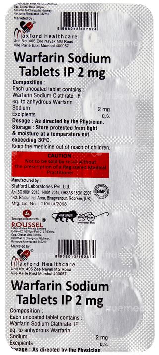 Warfarin 2 Mg Tablet 10 - Uses, Side Effects, Dosage, Price | Truemeds