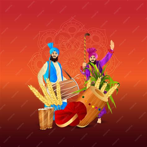 Premium Vector | Happy baisakhi festival wishes background