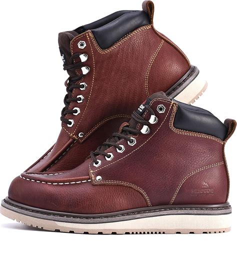 Buy SAFETOE Men's Work Boot 6" Waterproof Wedge Soft Moc Toe Safety ...