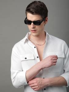 Voroxy Men Self Design Casual White Shirt - Buy Voroxy Men Self Design ...