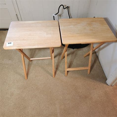 Pair wood Folding Tables | EstateSales.org