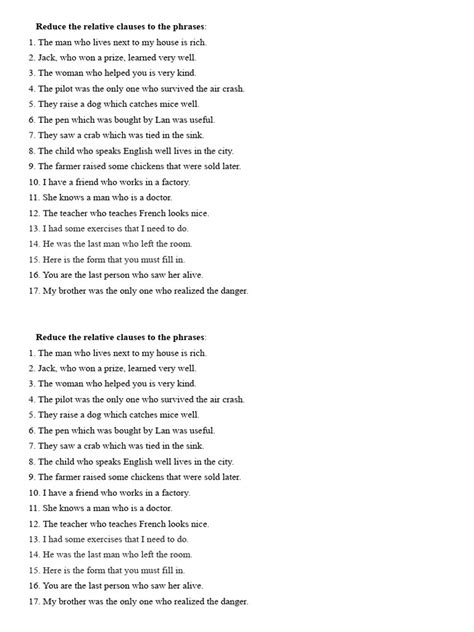 Image result for Reducec Relative Participle Clauses