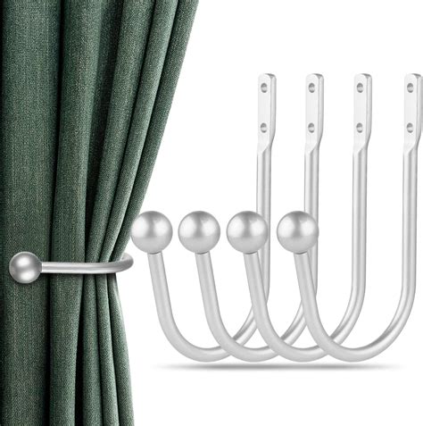 Amazon.com: Hion Curtain Holdbacks Silver 2pcs, Curtain Tiebacks Wall ...
