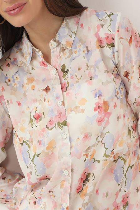 Multi-coloured Printed Casual Three-Quarter Sleeves Spread Collar Women ...