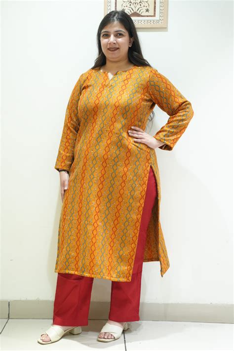 Saffron Ripple Woollen Kurta - Apella