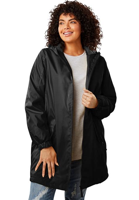 Woman Within - Woman Within Women's Plus Size Hooded Slicker Raincoat ...