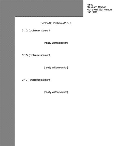 Image result for Writing Format for Homework