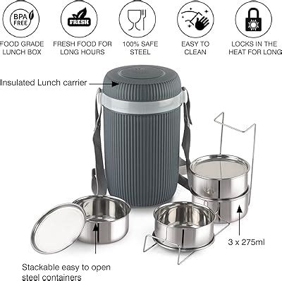 Buy Cello Wow Lunch Box with Inner Stainless Steel, 4 PCs, Brown Online ...