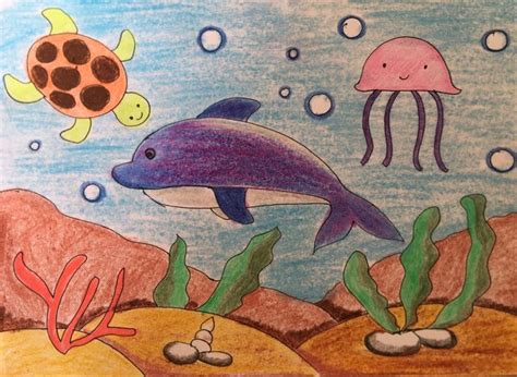 Under the sea drawing easy with crayon for kids | Giáo dục nghệ thuật ...