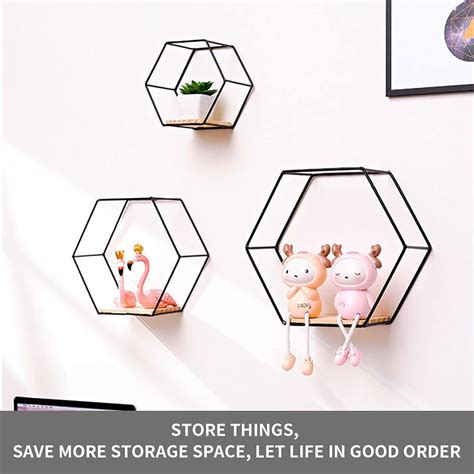 FFINEC Wall Mounted Hexagonal Floating Shelves Black Set of India | Ubuy