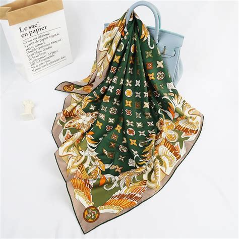 Buy CrossKulture Green Satin Printed Scarf Online