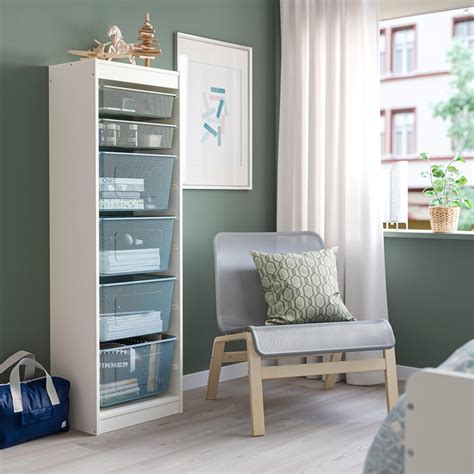 TROFAST storage combination with boxes, white light green-grey/grey ...