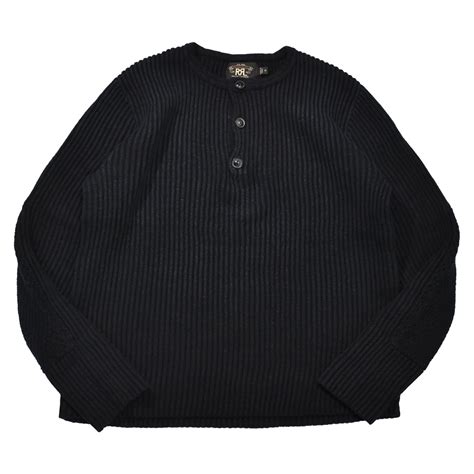 [M] 00's RRL Cotton × Linen Henry Neck Sweater | mongos