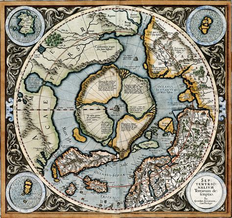1595 Mercator Map of the Northern Polar Regions Wall Art Poster Flat Earth Print | eBay