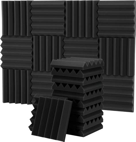 Sound Proof Foam Panels 24 Pack Acoustic Foam,25 X 25 X 5 cm Wedges ...