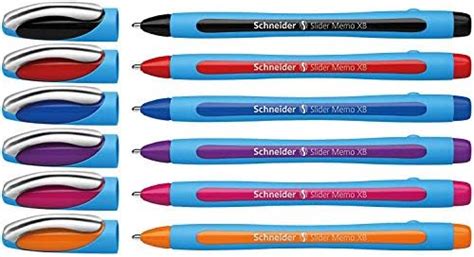 Schneider Slider Memo XB Ballpoint Pen, Asstd. Colors, Pack of 6 ...