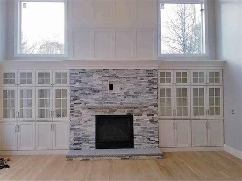 Stack Stone Fireplace 的图像结果