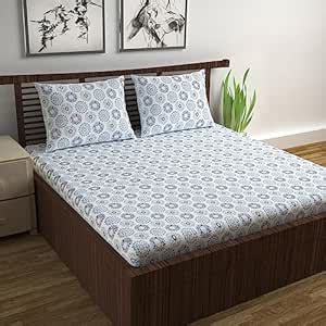 Divine Casa 144 TC 100% Cotton Bedsheet for Double Bed with 2 Pillow ...