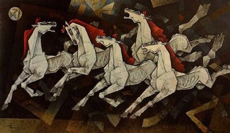"Horses Waltzing To Happiness": White Acrylic Painting by Dinkar Jadhav ...