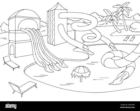 Aqua park graphic black white sketch illustration vector Stock Vector ...