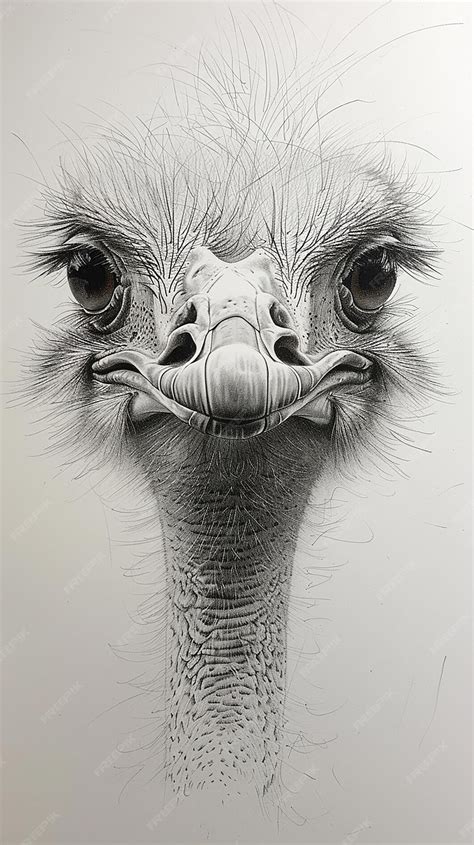 A drawing of an ostrich with a black and white drawing | Premium AI ...