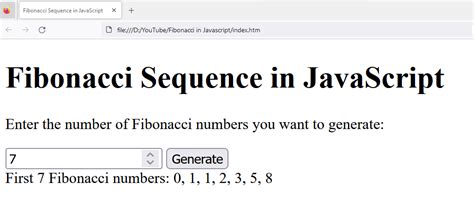 How to Create a Fibonacci Function in JavaScript with HTML 的图像结果