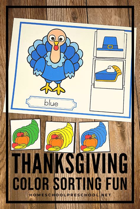 Free Printable Thanksgiving Colors Sorting Fun for Preschool
