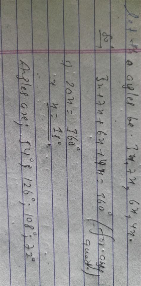 The angles P, Q, R and S of a quadrilateral PQRS, taken in order, are ...