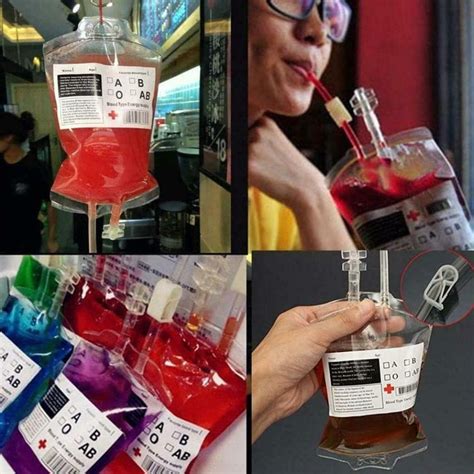 Buy Halloween Blood Bags Reusable Drink Pouches Juice Containers,400 Ml ...