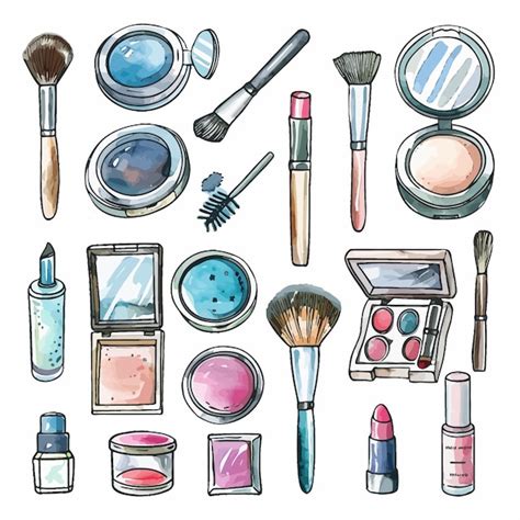 Premium Vector | A drawing of various cosmetics and makeup products