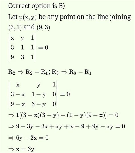 15. Find the equation of the line joining the points (3, 1) and (9, 3 ...