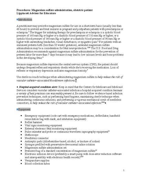Magnesium Sulfate Drug and Administration Considerations - Lippincott Advisor for Educators ...